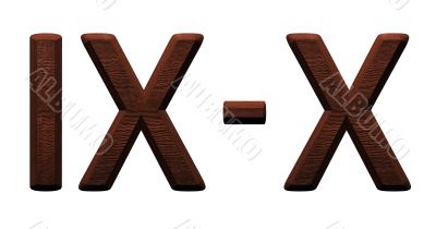 3d wooden roman numbers on white background.