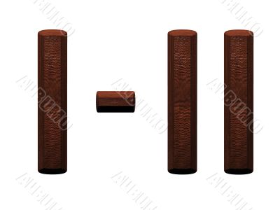 3d wooden roman numbers on white background.