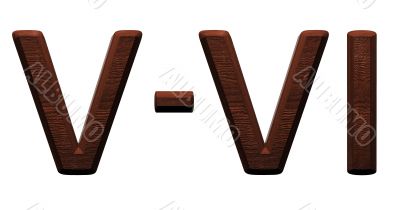 3d wooden roman numbers on white background.