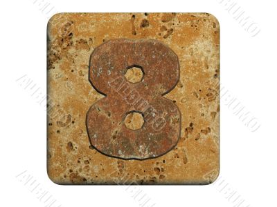 3d stone eight number , on a white isolated background. 