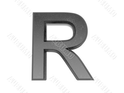 3d alphabet a in metal, on a white isolated background. 