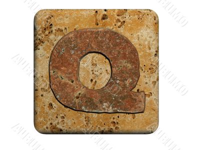 3d Letter a in stone, on a white isolated background. UPPERCASE 