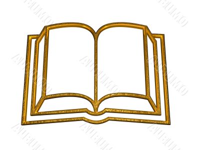 golden 3d at book symbol
