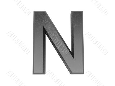 3d alphabet a in metal, on a white isolated background. 