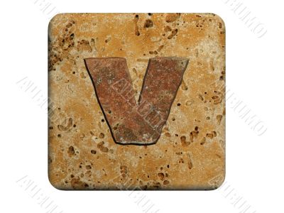 3d Letter a in stone, on a white isolated background. 