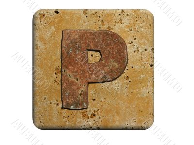 3d Letter a in stone, on a white isolated background. UPPERCASE 
