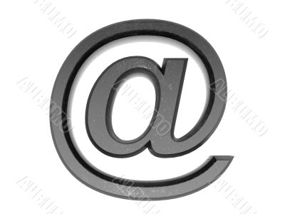 Metal 3d at email symbol on a white isolated background.  