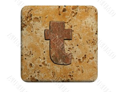 3d Letter a in stone, on a white isolated background. 