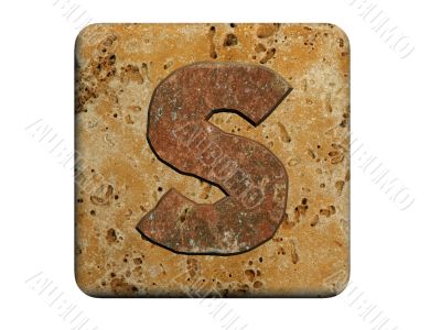 3d Letter a in stone, on a white isolated background. UPPERCASE 