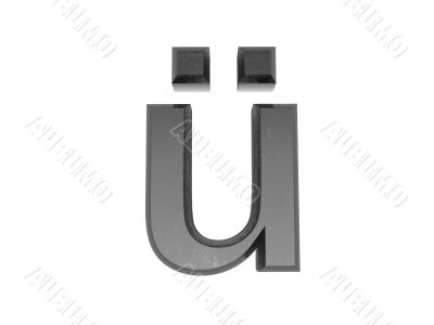 3d alphabet a in metal, on a white isolated background. 