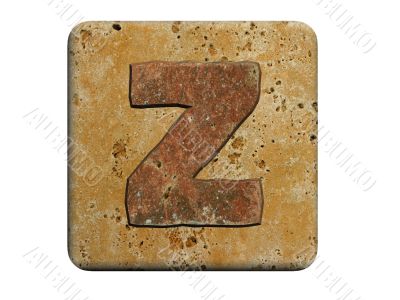 3d Letter a in stone, on a white isolated background. UPPERCASE 