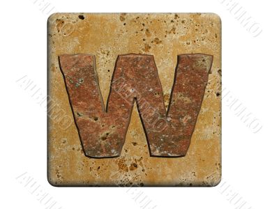 3d Letter a in stone, on a white isolated background. UPPERCASE 