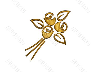 3d golden flower symbol