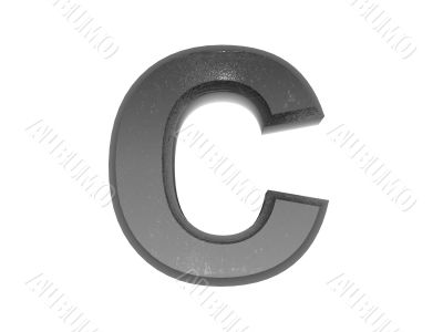 3d alphabet a in metal, on a white isolated background. 