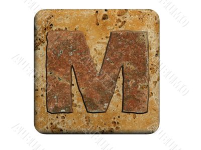 3d Letter a in stone, on a white isolated background. UPPERCASE 