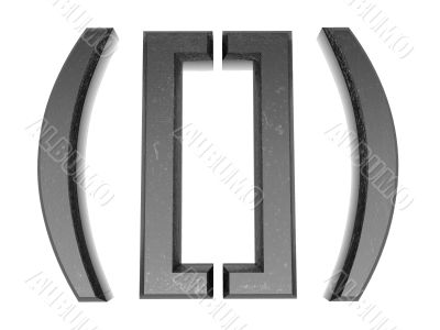 3d symbol a in metal, on a white isolated background. 