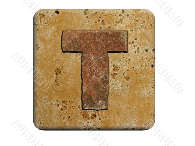3d Letter a in stone, on a white isolated background. UPPERCASE 