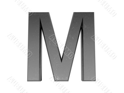 3d alphabet a in metal, on a white isolated background. 