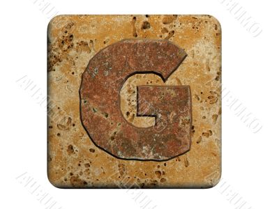 3d Letter a in stone, on a white isolated background. UPPERCASE 
