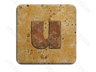 3d Letter a in stone, on a white isolated background. 