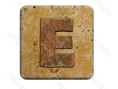 3d Letter a in stone, on a white isolated background. UPPERCASE 