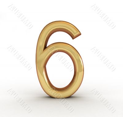 3d golden number 6 