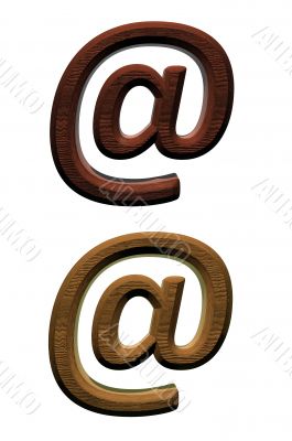 wooden 3d at email symbol