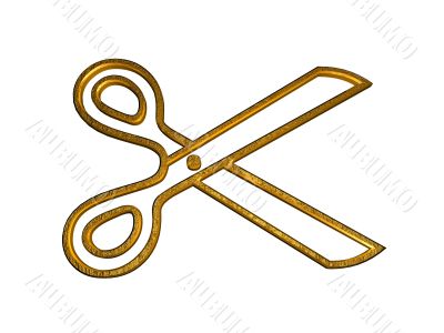 3d golden scissors symbol
