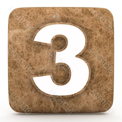 Marble number , on a white isolated background. 