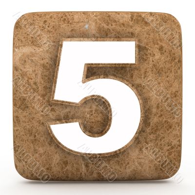 Marble number , on a white isolated background. 