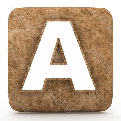 Letter a in Marble, on a white isolated background. 