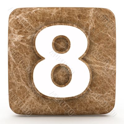 Marble number , on a white isolated background. 
