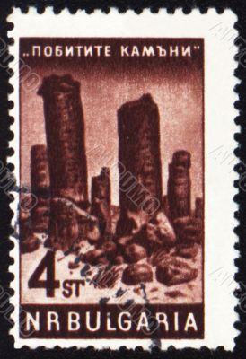 Mountains on post stamp