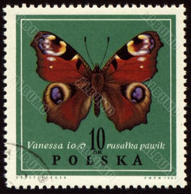 Butterfly Vanessa on post stamp