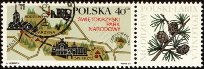 Swietokrzyski national park on Polish post stamp