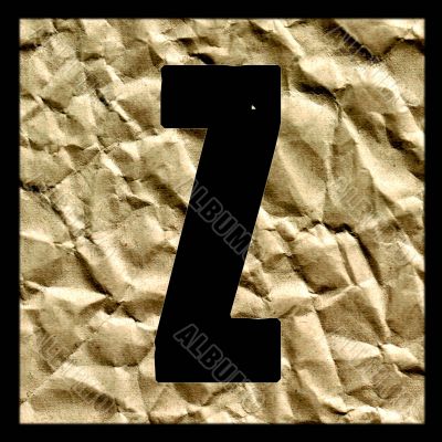 One letter of paper alphabet