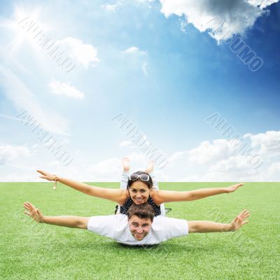couple in love, and beautiful weather