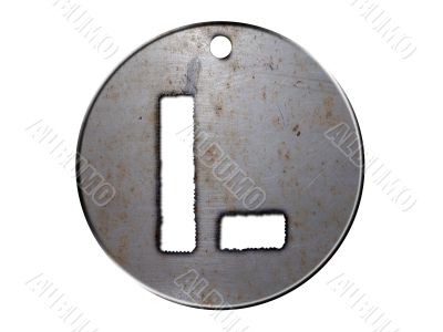 one letter of metallic disc alphabet 