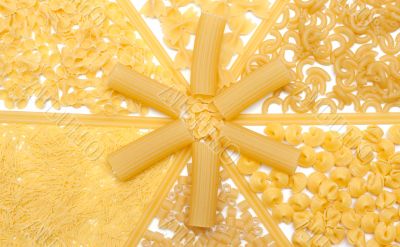 Dry noodle put by background in the manner of circle