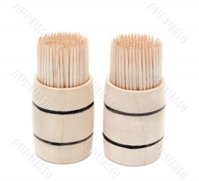 Two birch of the toothpick in wooden cask