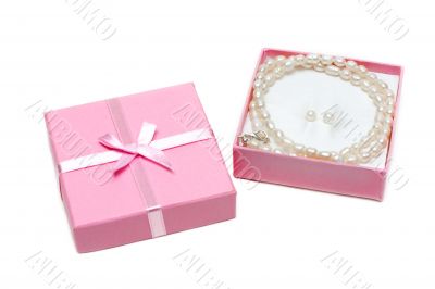 Gift box with necklace from pearl