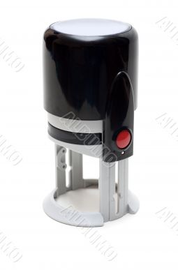 Automatic seal with red button on white background