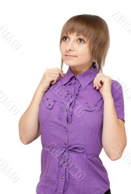 Young girl in violet blouse