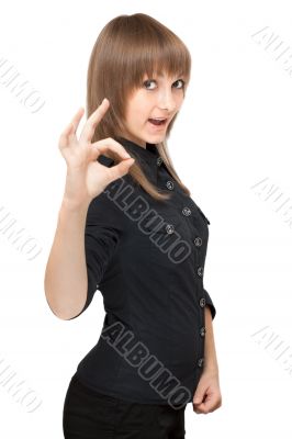 Girl shows Ok