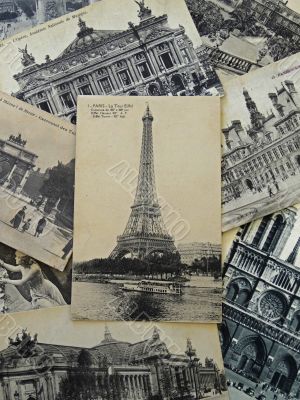 bunch of vintage postcards of Paris