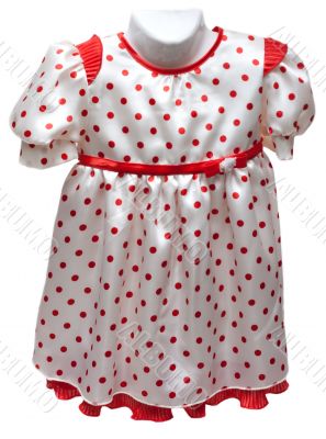 Baby gown on hatrack with red pattern