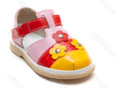 Varicoloured leather baby sandal
