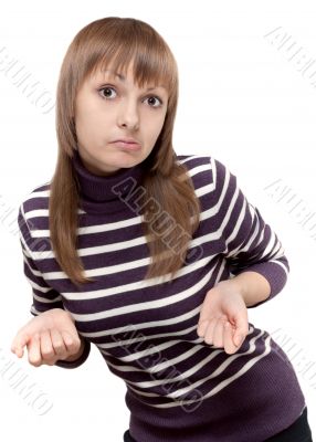 Beautiful girl tense smiles