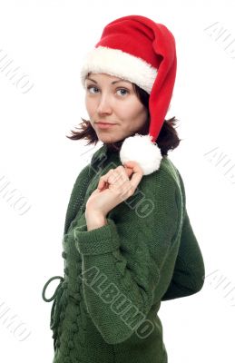 Girl in red cristmas hat