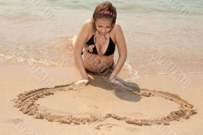 Beautiful girl, heart